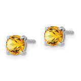 14k White Gold Round Citrine Earrings-WBC-EM7097-CI-W