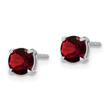 14k White Gold Round Garnet Earrings-WBC-EM7097-GA-W