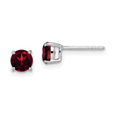 14k White Gold Round Garnet Earrings-WBC-EM7097-GA-W