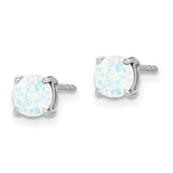 14k White Gold Round Created Opal Earrings-WBC-EM7097-OP-W