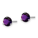 14k White Gold Round Amethyst Earrings-WBC-EM7098-AM-W