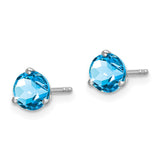 14k White Gold Round Blue Topaz Earrings-WBC-EM7098-BT-W