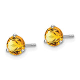 14k White Gold Round Citrine Earrings-WBC-EM7098-CI-W