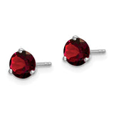 14k White Gold Round Garnet Earrings-WBC-EM7098-GA-W