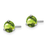 14k White Gold Round Peridot Earrings-WBC-EM7098-PE-W