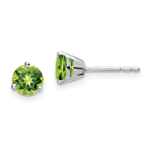 14k White Gold Round Peridot Earrings-WBC-EM7098-PE-W