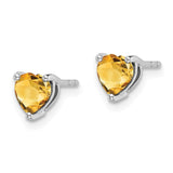 14k White Gold Heart Citrine Earrings-WBC-EM7099-CI-W