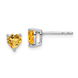 14k White Gold Heart Citrine Earrings-WBC-EM7099-CI-W