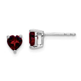 14k White Gold Heart Garnet Earrings-WBC-EM7099-GA-W