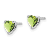 14k White Gold Heart Peridot Earrings-WBC-EM7099-PE-W