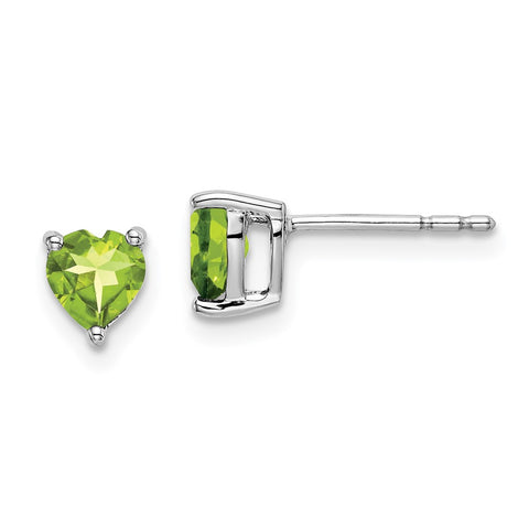 14k White Gold Heart Peridot Earrings-WBC-EM7099-PE-W