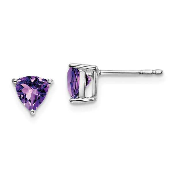 14k White Gold Trillion Amethyst Earrings-WBC-EM7100-AM-W