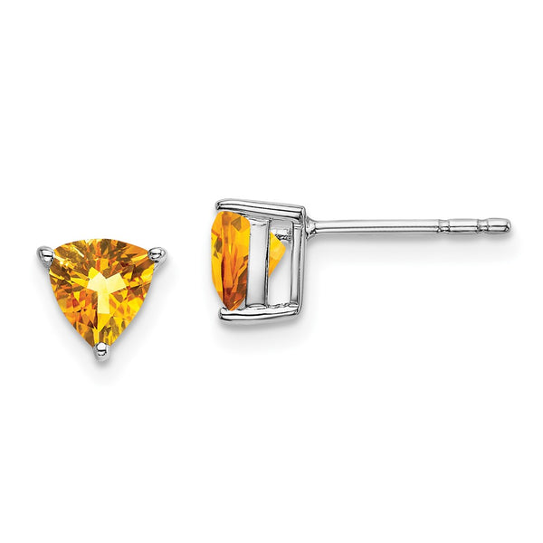 14k White Gold Trillion Citrine Earrings-WBC-EM7100-CI-W