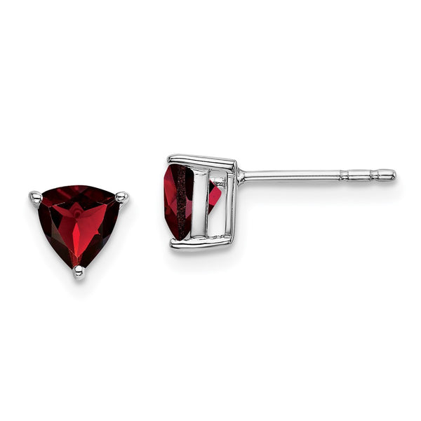 14k White Gold Trillion Garnet Earrings-WBC-EM7100-GA-W