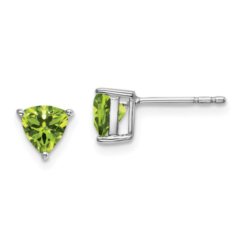 14k White Gold Trillion Peridot Earrings-WBC-EM7100-PE-W