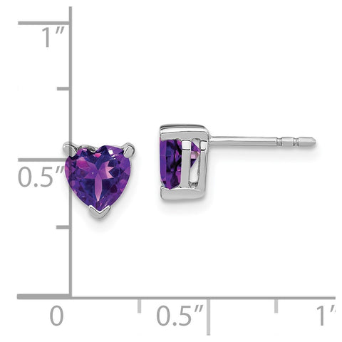 14k White Gold Heart Amethyst Earrings-WBC-EM7101-AM-W