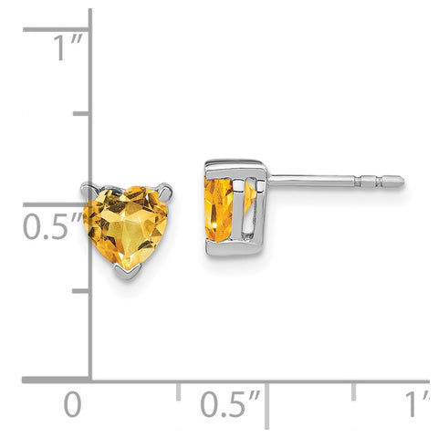 14k White Gold Heart Citrine Earrings-WBC-EM7101-CI-W