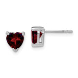 14k White Gold Heart Garnet Earrings-WBC-EM7101-GA-W