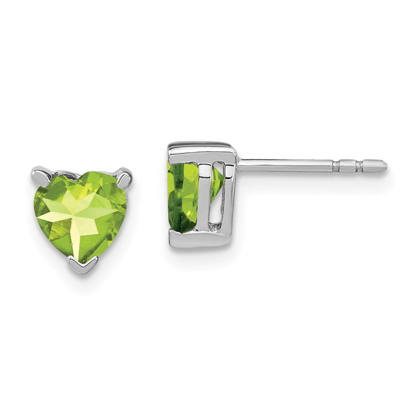 14k White Gold Heart Peridot Earrings-WBC-EM7101-PE-W