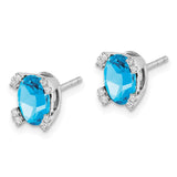 14k White Gold Oval Blue Topaz and Diamond Earrings-WBC-EM7104-BT-006-WA