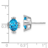 14k White Gold Oval Blue Topaz and Diamond Earrings-WBC-EM7105-BT-016-WA