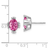 14k White Gold Oval Created Pink Sapphire and Diamond Earrings-WBC-EM7105-CPS-016-WA