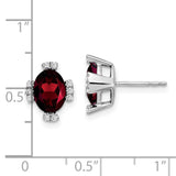 14k White Gold Oval Garnet and Diamond Earrings-WBC-EM7105-GA-016-WA