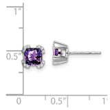 14k White Gold Cushion Amethyst and Diamond Earrings-WBC-EM7107-AM-010-WA