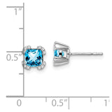 14k White Gold Cushion Blue Topaz and Diamond Earrings-WBC-EM7107-BT-010-WA