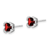 14k White Gold Cushion Garnet and Diamond Earrings-WBC-EM7107-GA-010-WA