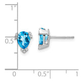 14k White Gold Pear Blue Topaz and Diamond Earrings-WBC-EM7108-BT-006-WA