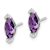 14k White Gold Marquise Amethyst and Diamond Earrings-WBC-EM7109-AM-005-WA