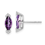 14k White Gold Marquise Amethyst and Diamond Earrings-WBC-EM7109-AM-005-WA