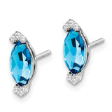 14k White Gold Marquise Blue Topaz and Diamond Earrings-WBC-EM7109-BT-005-WA