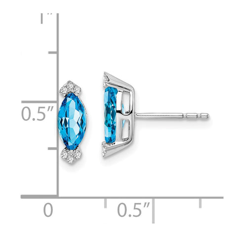 14k White Gold Marquise Blue Topaz and Diamond Earrings-WBC-EM7109-BT-005-WA