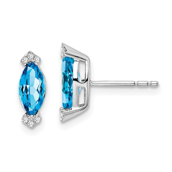 14k White Gold Marquise Blue Topaz and Diamond Earrings-WBC-EM7109-BT-005-WA