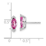 14k White Gold Marquise Created Pink Sapphire and Diamond Earrings-WBC-EM7109-CPS-005-WA