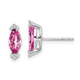 14k White Gold Marquise Created Pink Sapphire and Diamond Earrings-WBC-EM7109-CPS-005-WA