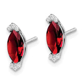 14k White Gold Marquise Garnet and Diamond Earrings-WBC-EM7109-GA-005-WA