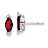 14k White Gold Marquise Garnet and Diamond Earrings-WBC-EM7109-GA-005-WA