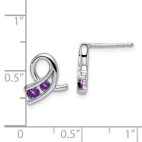 14k White Gold Amethyst Earrings-WBC-EM7120-AM-W