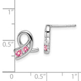 14k White Gold Created Pink Sapphire Earrings-WBC-EM7120-CPS-W