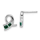 14k White Gold Created Emerald Earrings-WBC-EM7120-EM-W