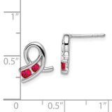 14k White Gold Created Ruby Earrings-WBC-EM7120-RU-W