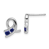 14k White Gold Created Sapphire Earrings-WBC-EM7120-SA-W