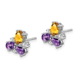 14k White Gold Amethyst/Citrine/Diamond Earrings-WBC-EM7128-AM/CI-013-WA