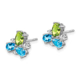 14k White Gold Blue Topaz/Peridot/Diamond Earrings-WBC-EM7128-BT/PE-013-WA