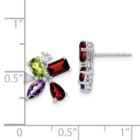 14k White Gold Amethyst/Peridot/Garnet/Diamond Earrings-WBC-EM7129-AM/PE-011-WA