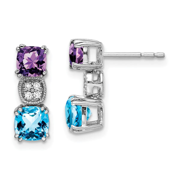 14k White Gold Amethyst/Blue Topaz/Diamond Earrings-WBC-EM7130-AM/BT-003-WA