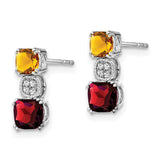 14k White Gold Citrine/Garnet/Diamond Earrings-WBC-EM7130-CI/GA-003-WA